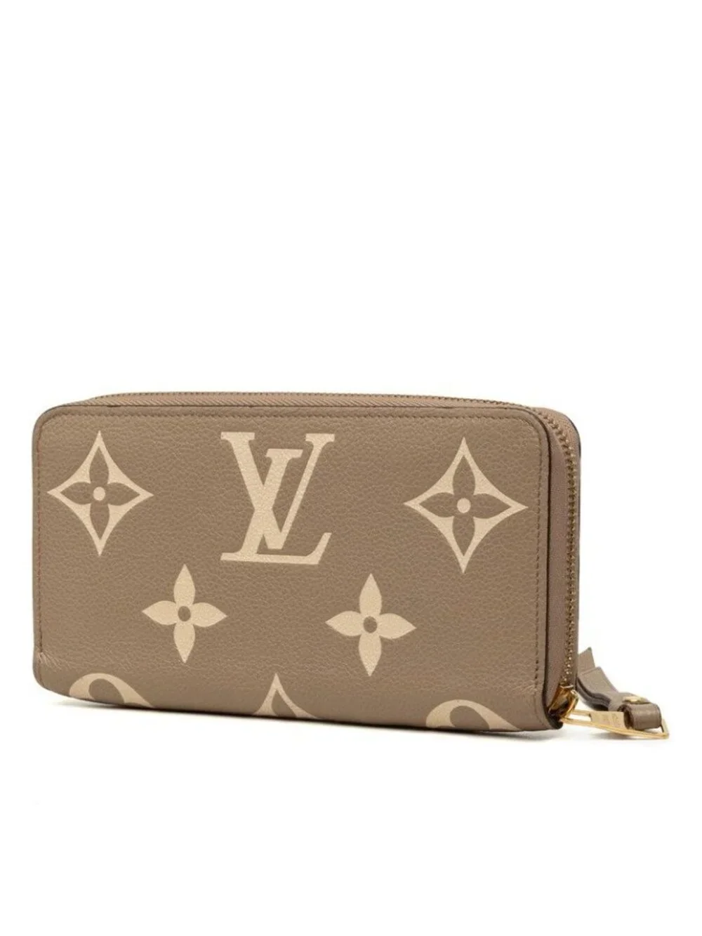 Louis Vuitton Monogram Empreinte Zippy Wallet Zip Around Tartrail Cream Beige
